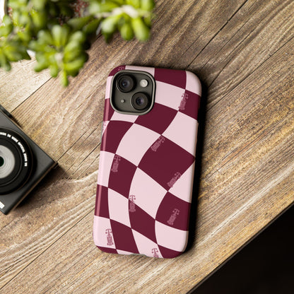 F1 Phone Case Pink Checkered Design, Trendy F1 Gift, Formula 1 Gift, Cute F1 Phone Case, Unique Formula One Phone Case