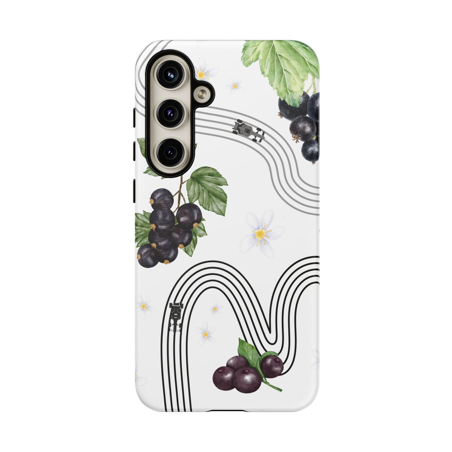 F1 Cadillac and Black Currants Phone Case, Trendy F1 Gift, Formula 1 Gift, Cute Fruit F1 Phone Case, Unique Phone Case