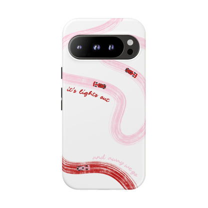 F1 Phone Case Pink and Red Painted "its lights out and away we go", Trendy F1 Gift, Formula 1 Gift, Cute F1 Phone Case, Unique Phone Case