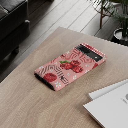 Red F1 Haas and Raspberries Phone Case, Trendy F1 Gift, Formula 1 Gift, Cute Fruit F1 Phone Case, Unique Phone Case