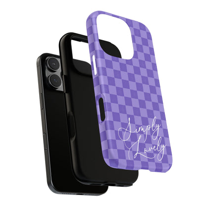 Simply Lovely Purple Checkered F1 Phone Case Design, Trendy F1 Gift, Formula 1 Gift, Cute F1 Phone Case