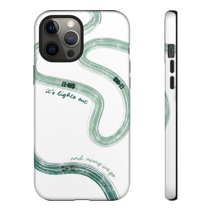 F1 Phone Case Green Painted "its lights out and away we go", Trendy F1 Gift, Formula 1 Gift, Cute F1 Phone Case, Gift for F1 Fans