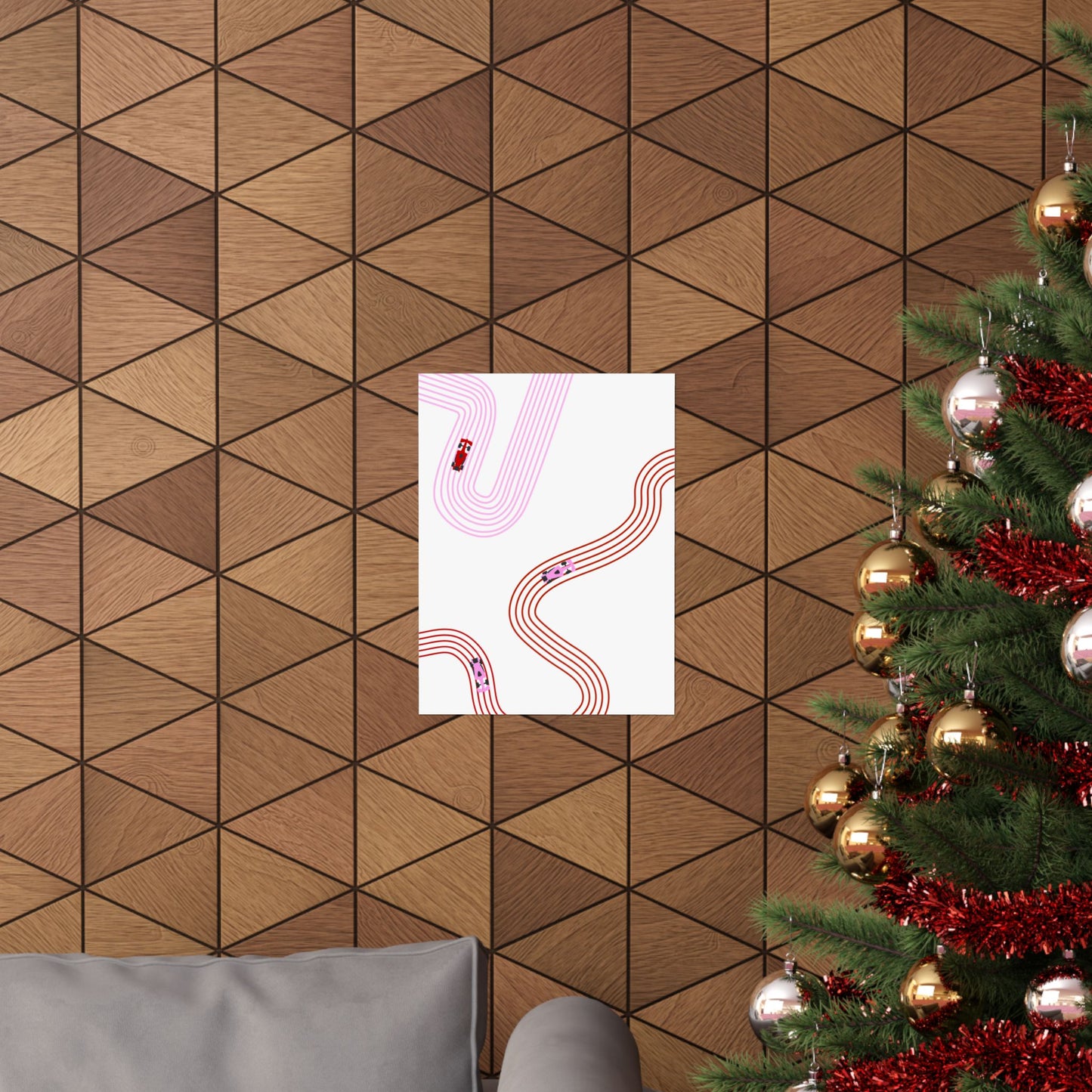 Pink and Red Abstract F1 Matte Vertical Poster | F1 Giclée Art Print (US SIZING)