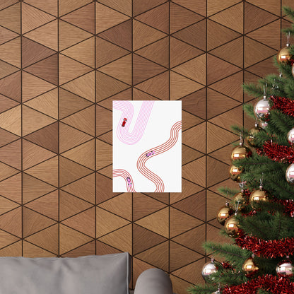 Pink and Red Abstract F1 Matte Vertical Poster | F1 Giclée Art Print (US SIZING)