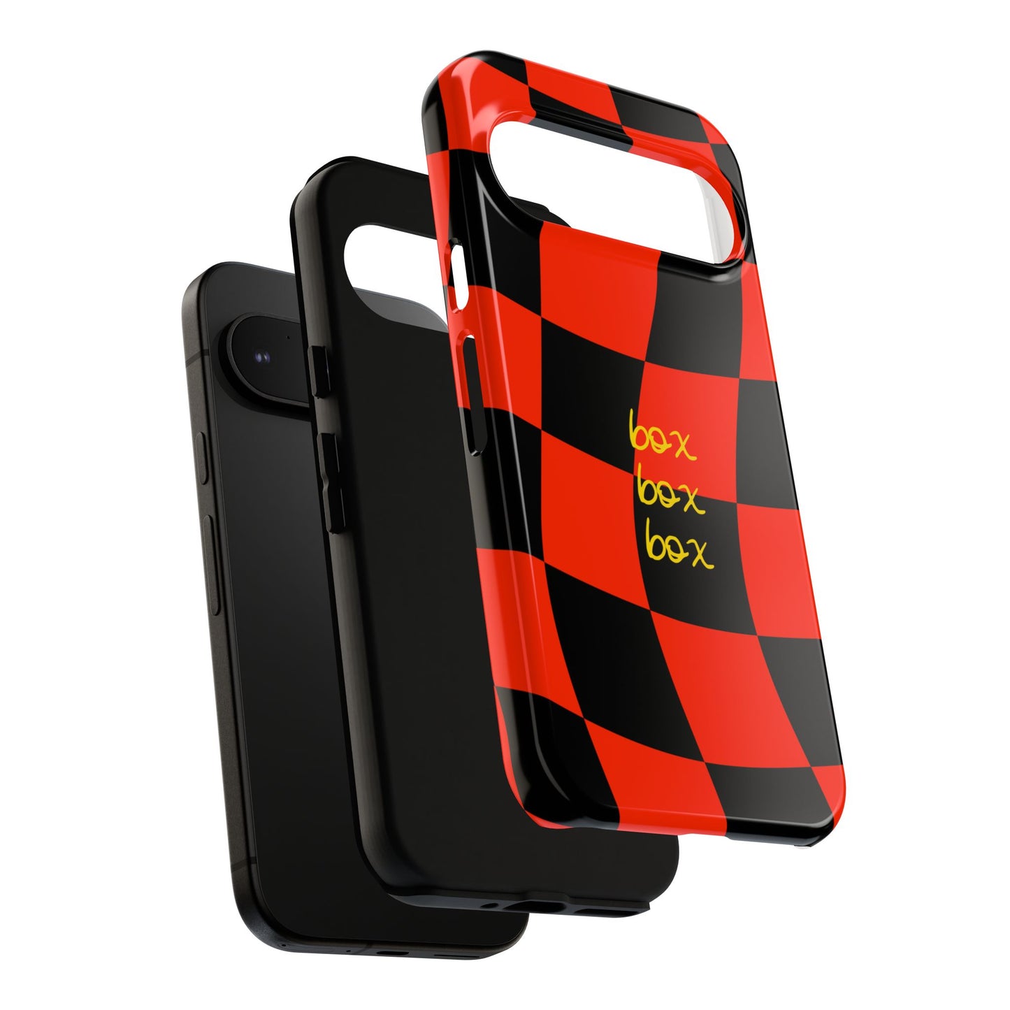 F1 Ferrari Black and Red Checkered Phone Case, Box Box Box F1 Phone Case