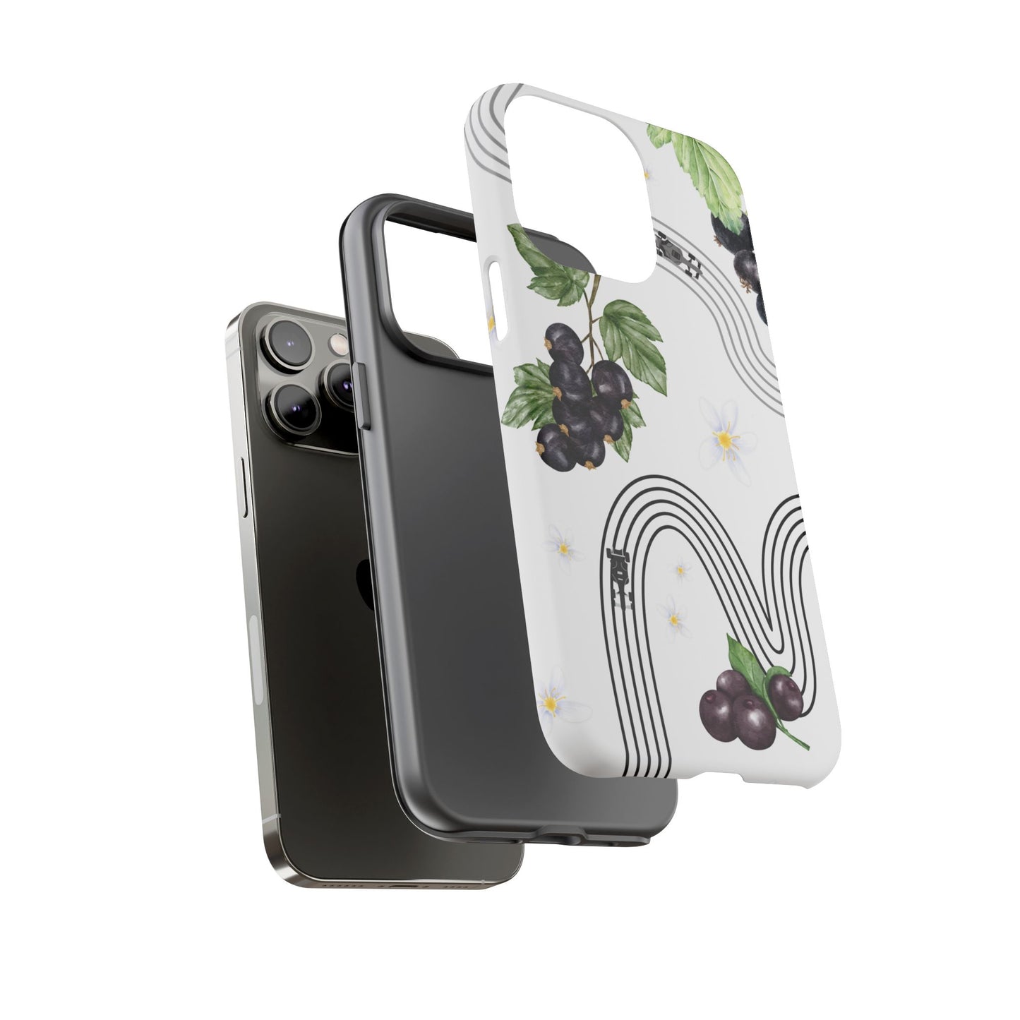 F1 Cadillac and Black Currants Phone Case, Trendy F1 Gift, Formula 1 Gift, Cute Fruit F1 Phone Case, Unique Phone Case