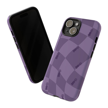 F1 Phone Case Purple Checkered Design, Trendy F1 Gift, Formula 1 Gift, Cute F1 Phone Case, Unique Formula One Phone Case
