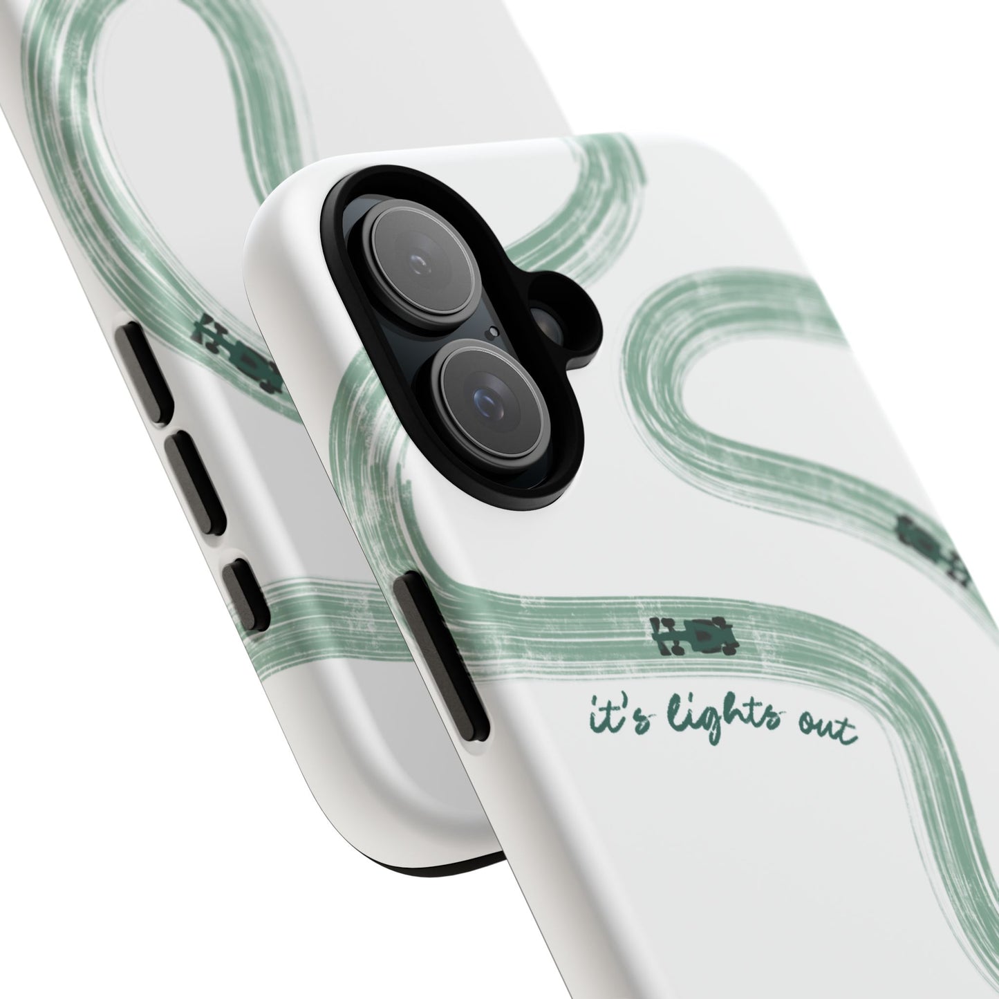 F1 Phone Case Green Painted "its lights out and away we go", Trendy F1 Gift, Formula 1 Gift, Cute F1 Phone Case, Gift for F1 Fans