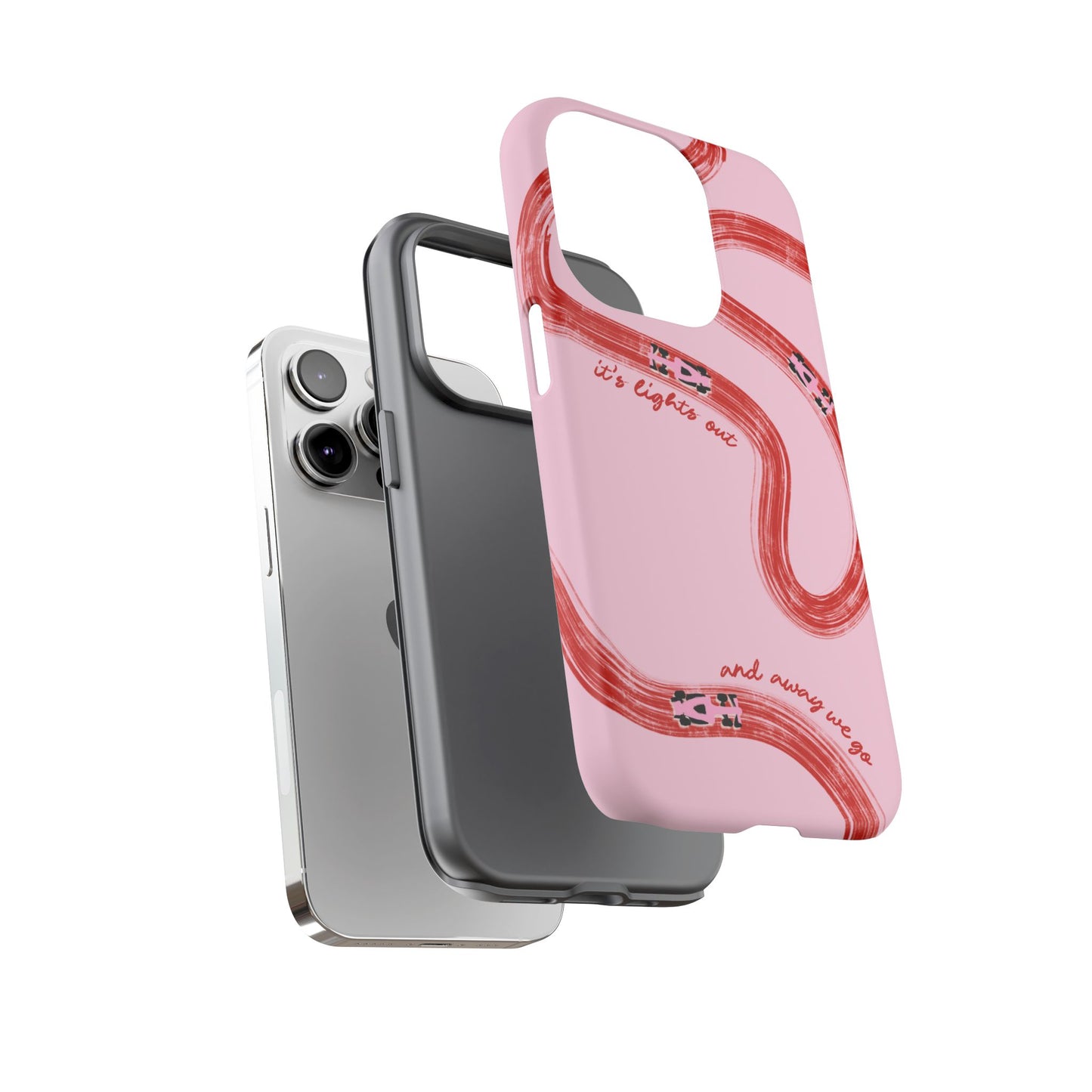 F1 Phone Case Pink and Red Painted "its lights out and away we go", Trendy F1 Gift, Formula 1 Gift, Cute F1 Phone Case, Unique Phone Case