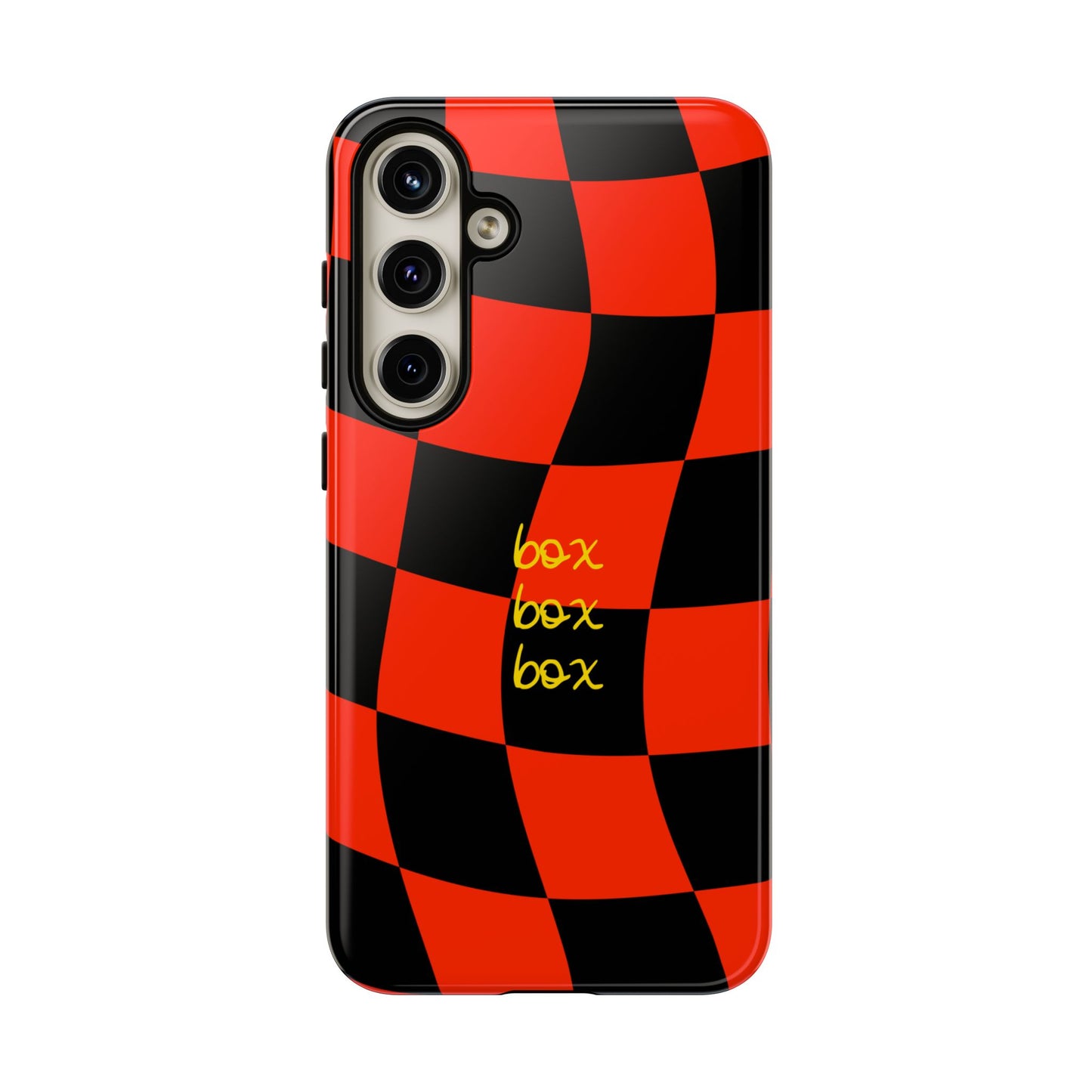 F1 Ferrari Black and Red Checkered Phone Case, Box Box Box F1 Phone Case