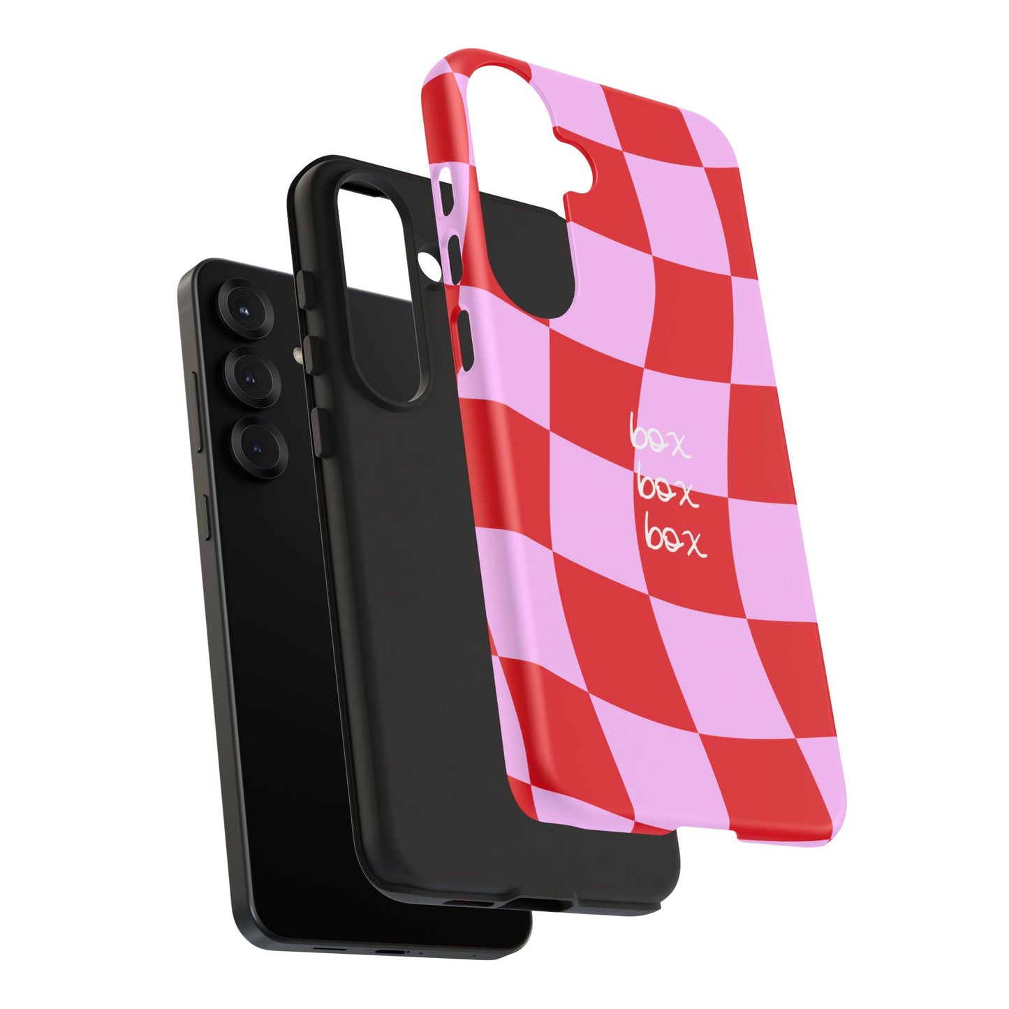 Pink and Red Checkered F1 Phone Case, Box Box Box F1 Phone Case