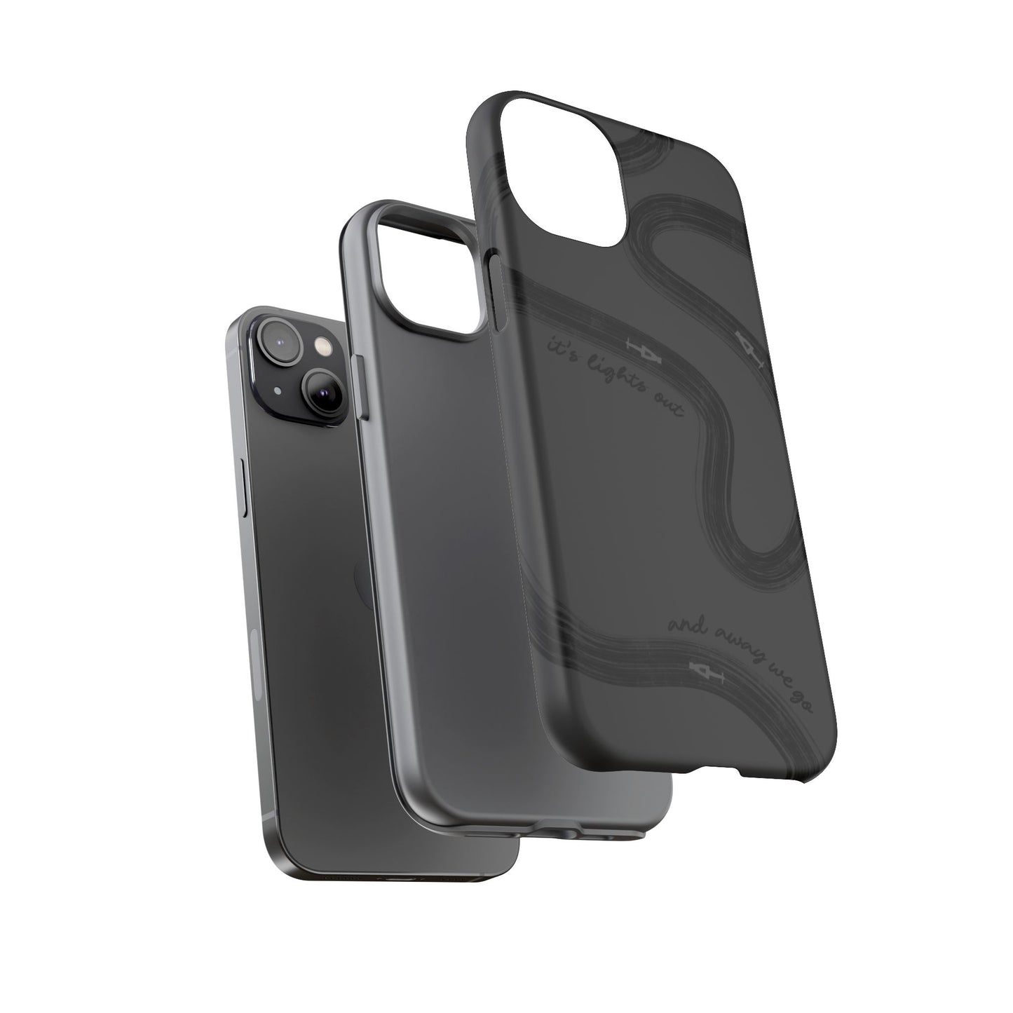F1 Phone Case Monochrome Black Painted "its lights out and away we go", Trendy F1 Gift, Formula 1 Gift, Cute F1 Phone Case, Phone Case