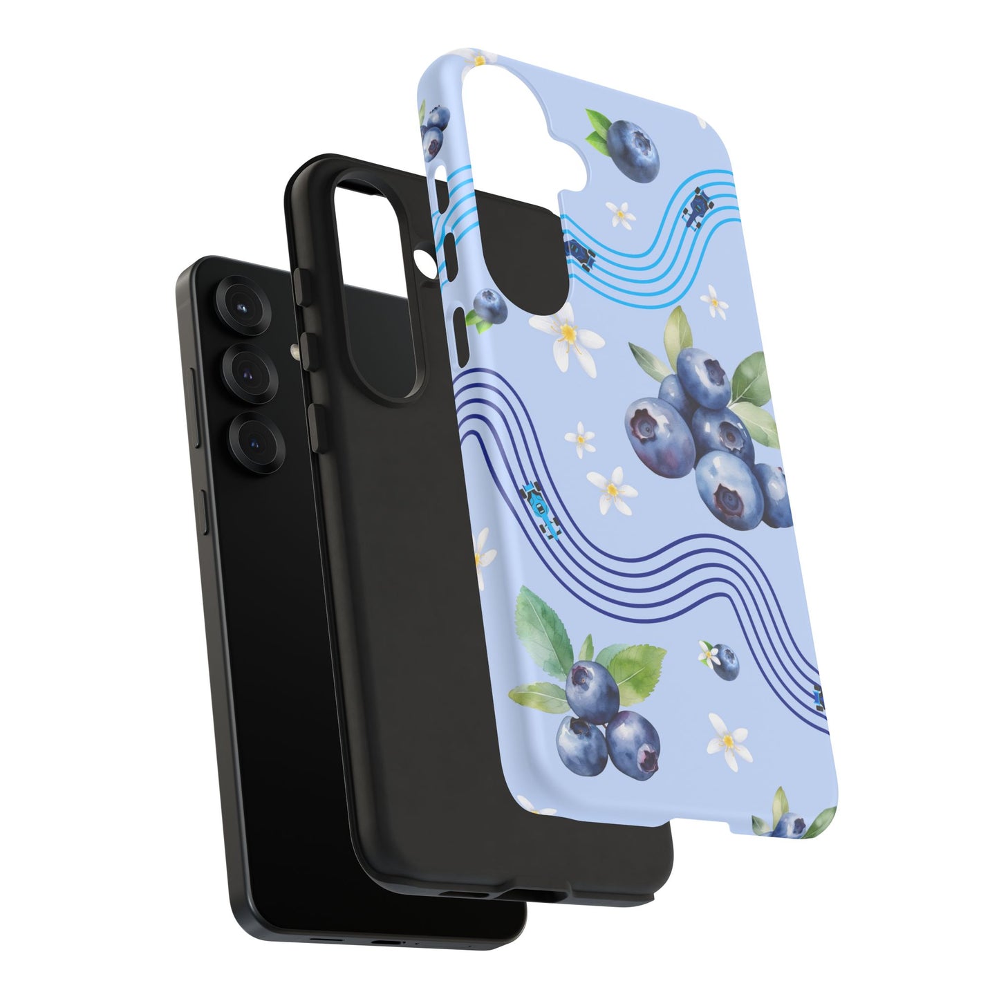 Blue F1 Williams and Blueberries Phone Case, Trendy F1 Gift, Formula 1 Gift, Cute Fruit F1 Phone Case, Unique Phone Case