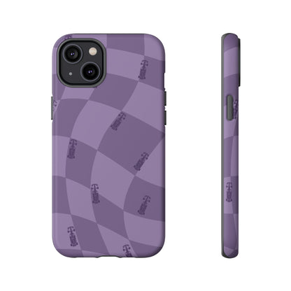 F1 Phone Case Purple Checkered Design, Trendy F1 Gift, Formula 1 Gift, Cute F1 Phone Case, Unique Formula One Phone Case