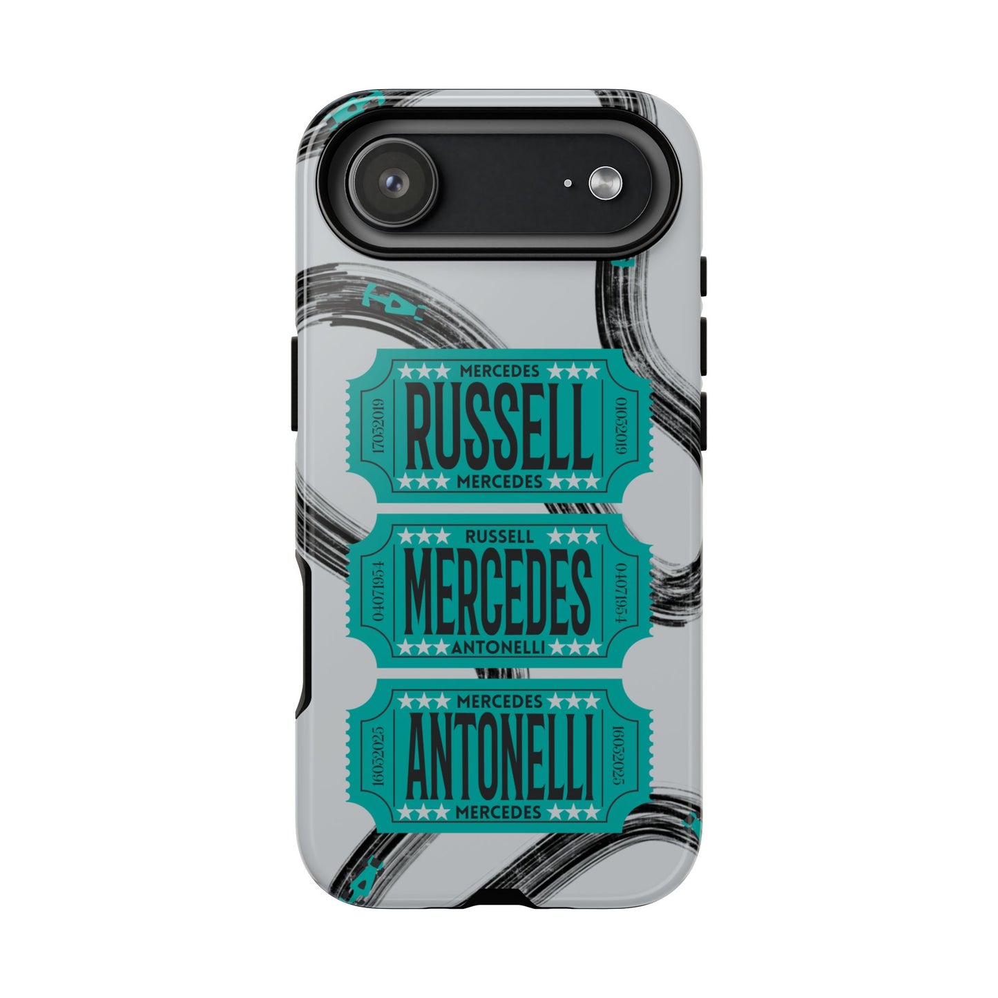 Mercedes F1 Phone Case Painted Ticket Stubs, Trendy F1 Gift, Formula 1 Gift, Cute F1 Phone Case