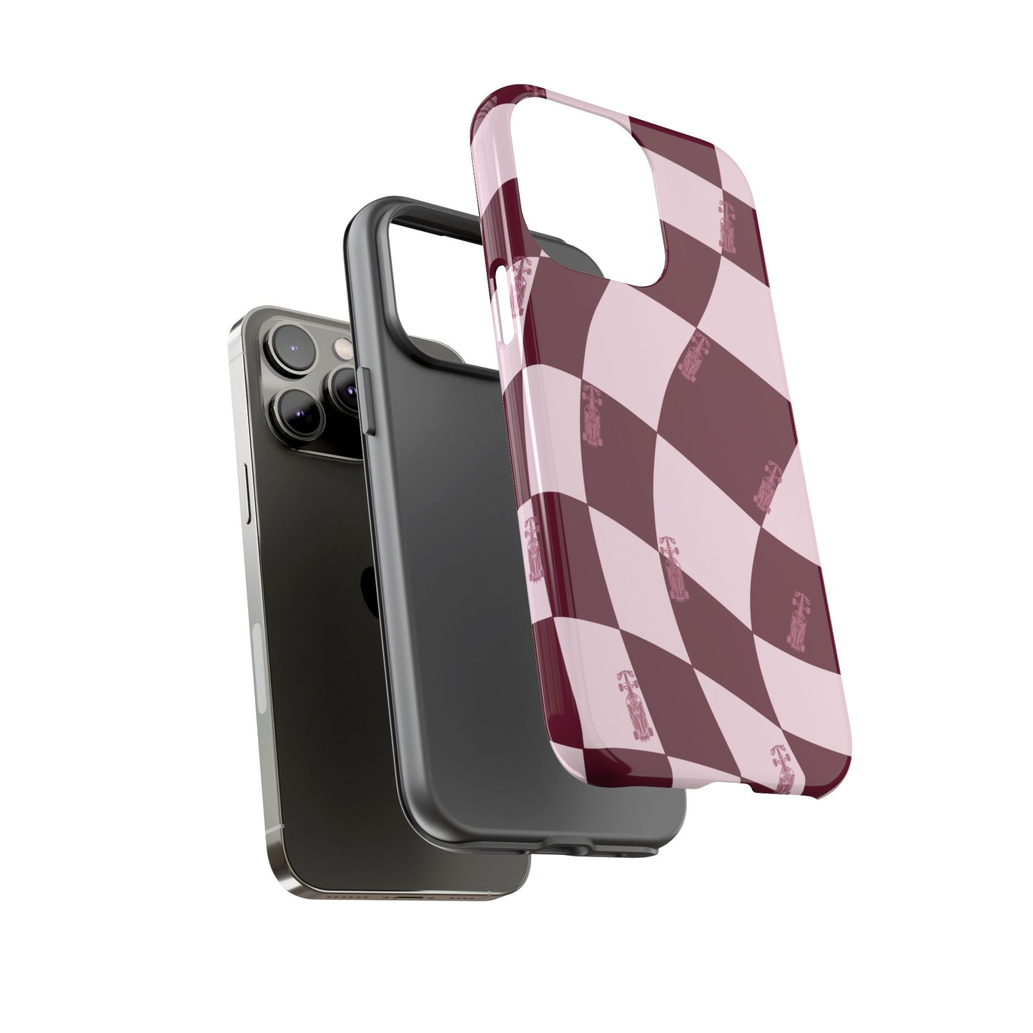F1 Phone Case Pink Checkered Design, Trendy F1 Gift, Formula 1 Gift, Cute F1 Phone Case, Unique Formula One Phone Case