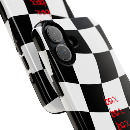 Black and Red Checkered F1 Phone Case, Box Box Box F1 Phone Case