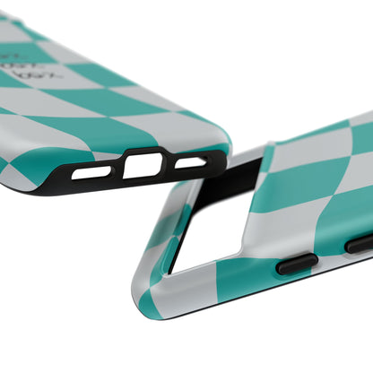 Mercedes Teal and Grey Checkered F1 Phone Case, Box Box Box F1 Phone Case