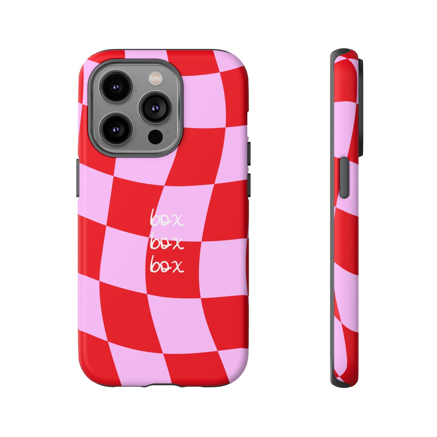Pink and Red Checkered F1 Phone Case, Box Box Box F1 Phone Case