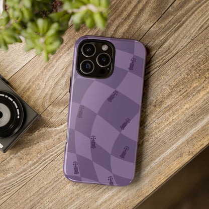 F1 Phone Case Purple Checkered Design, Trendy F1 Gift, Formula 1 Gift, Cute F1 Phone Case, Unique Formula One Phone Case