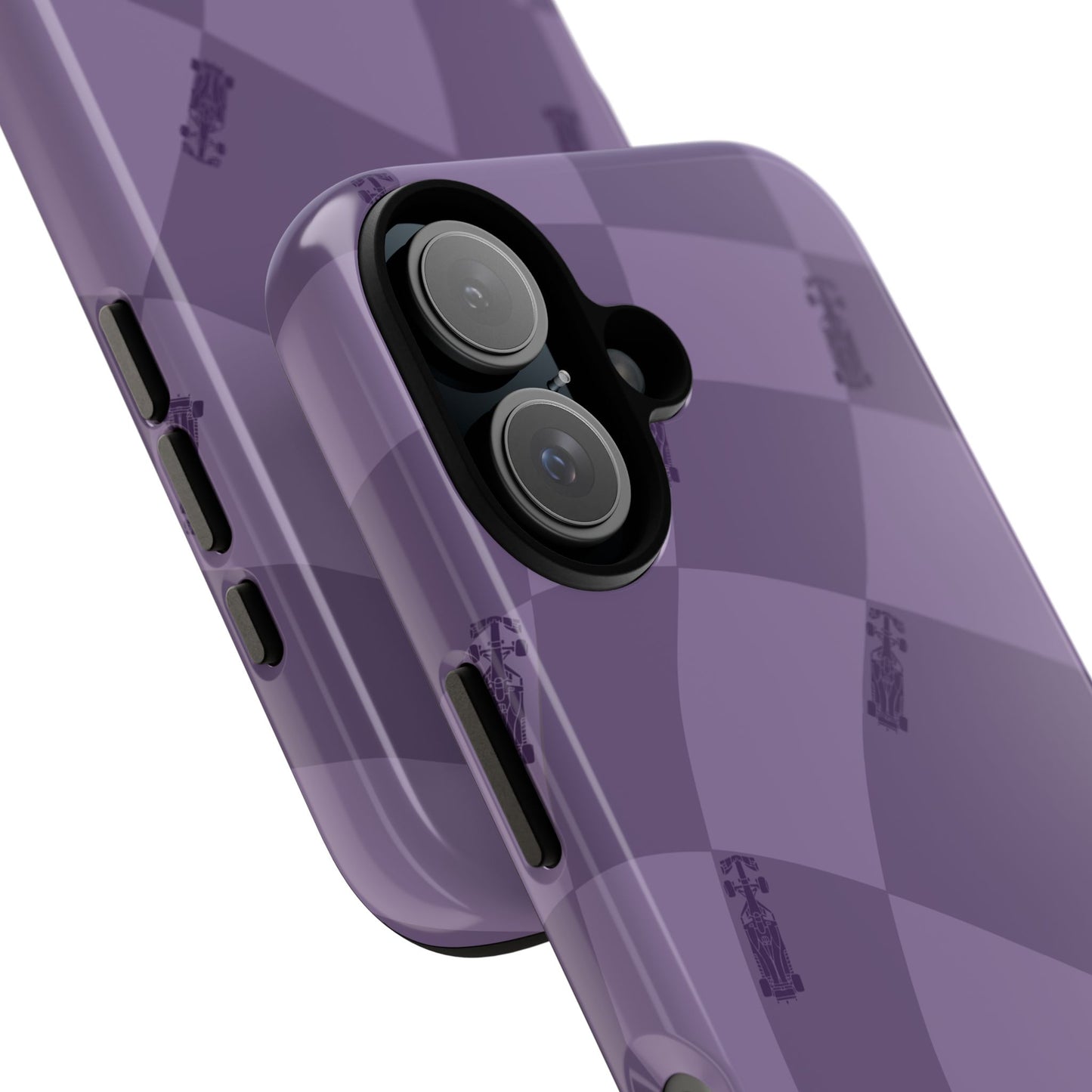 F1 Phone Case Purple Checkered Design, Trendy F1 Gift, Formula 1 Gift, Cute F1 Phone Case, Unique Formula One Phone Case