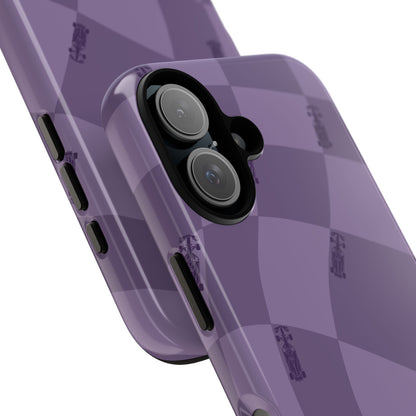 F1 Phone Case Purple Checkered Design, Trendy F1 Gift, Formula 1 Gift, Cute F1 Phone Case, Unique Formula One Phone Case