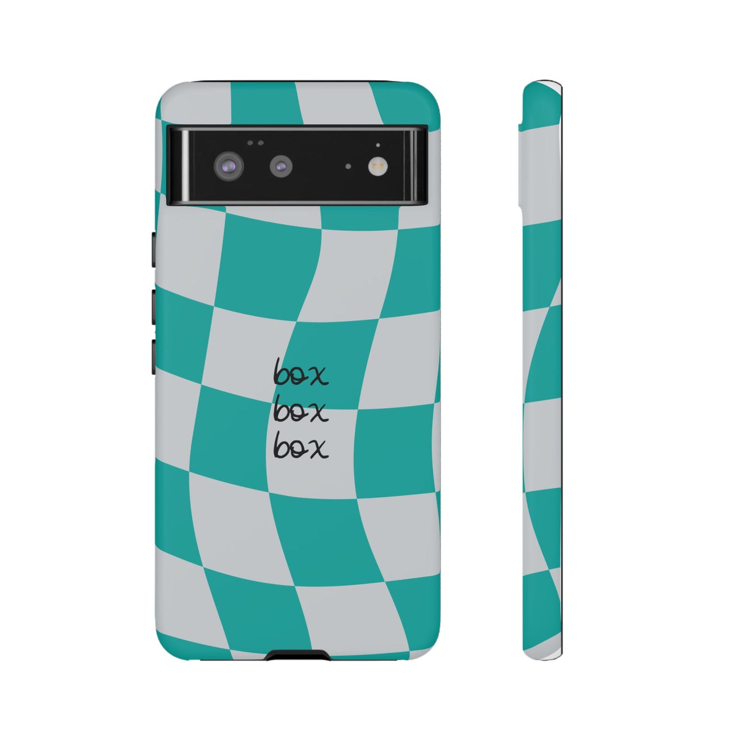 Mercedes Teal and Grey Checkered F1 Phone Case, Box Box Box F1 Phone Case