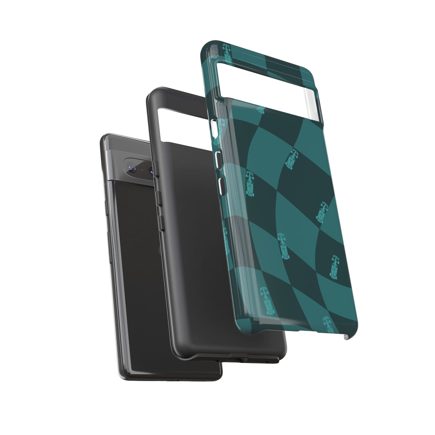 F1 Phone Case Teal Checkered Design, Trendy F1 Gift, Formula 1 Gift, Cute F1 Phone Case, Unique Formula One Phone Case