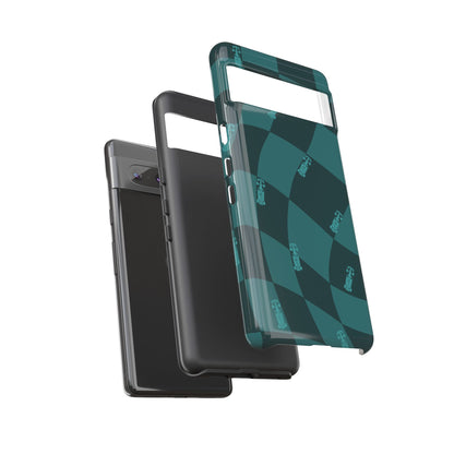 F1 Phone Case Teal Checkered Design, Trendy F1 Gift, Formula 1 Gift, Cute F1 Phone Case, Unique Formula One Phone Case