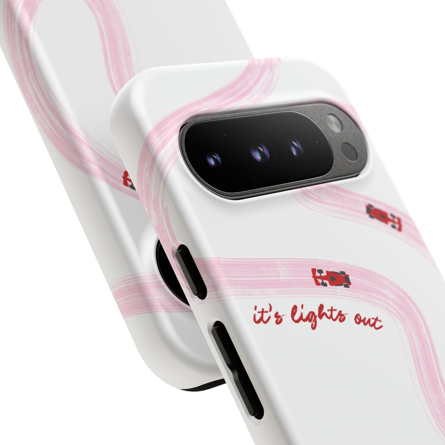 F1 Phone Case Pink and Red Painted "its lights out and away we go", Trendy F1 Gift, Formula 1 Gift, Cute F1 Phone Case, Unique Phone Case