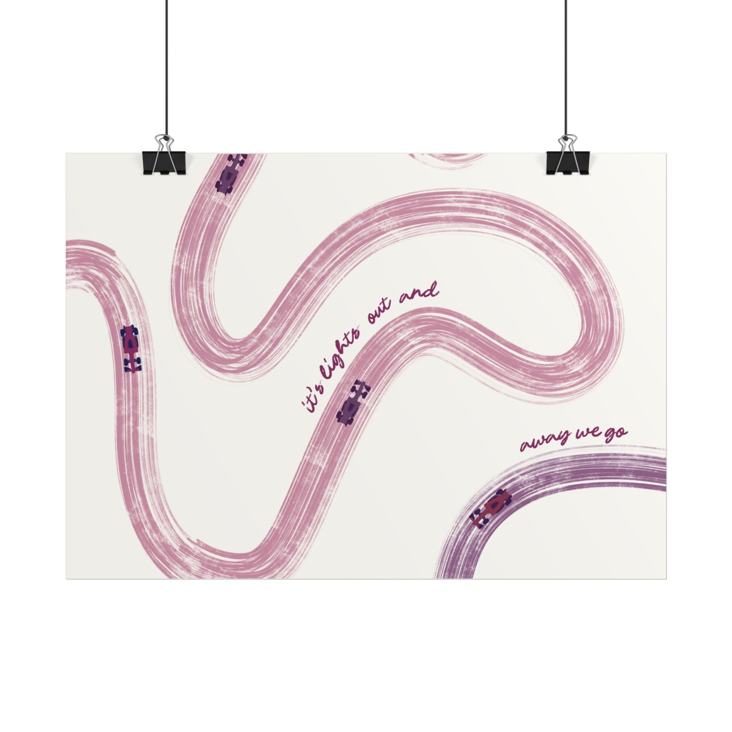 Horizontal Mauve and Purple F1 Abstract Art Poster | Minimalist F1 Art - EU Sizing (Physical Print)