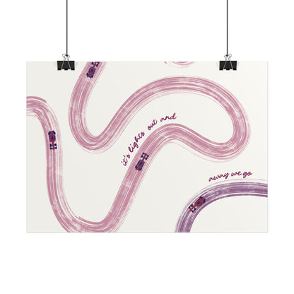 Horizontal Mauve and Purple F1 Abstract Art Poster | Minimalist F1 Art - EU Sizing (Physical Print)