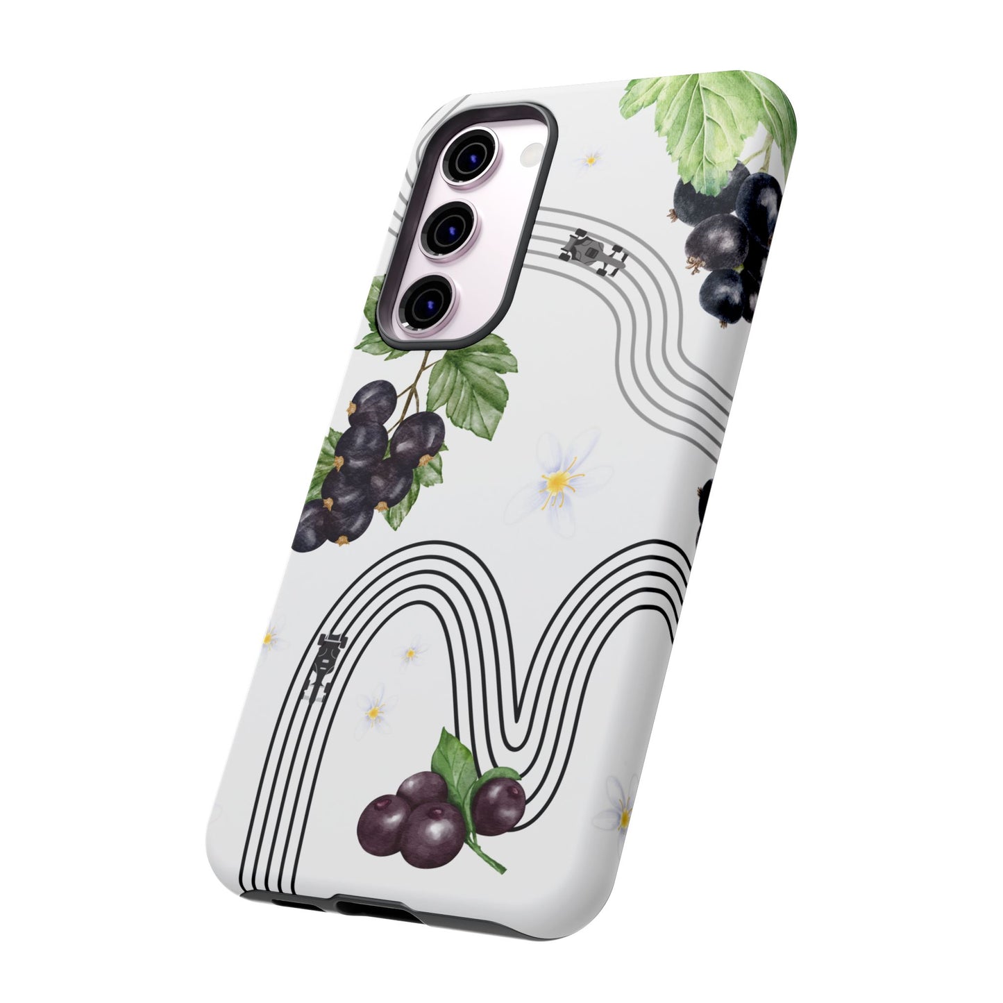 F1 Cadillac and Black Currants Phone Case, Trendy F1 Gift, Formula 1 Gift, Cute Fruit F1 Phone Case, Unique Phone Case
