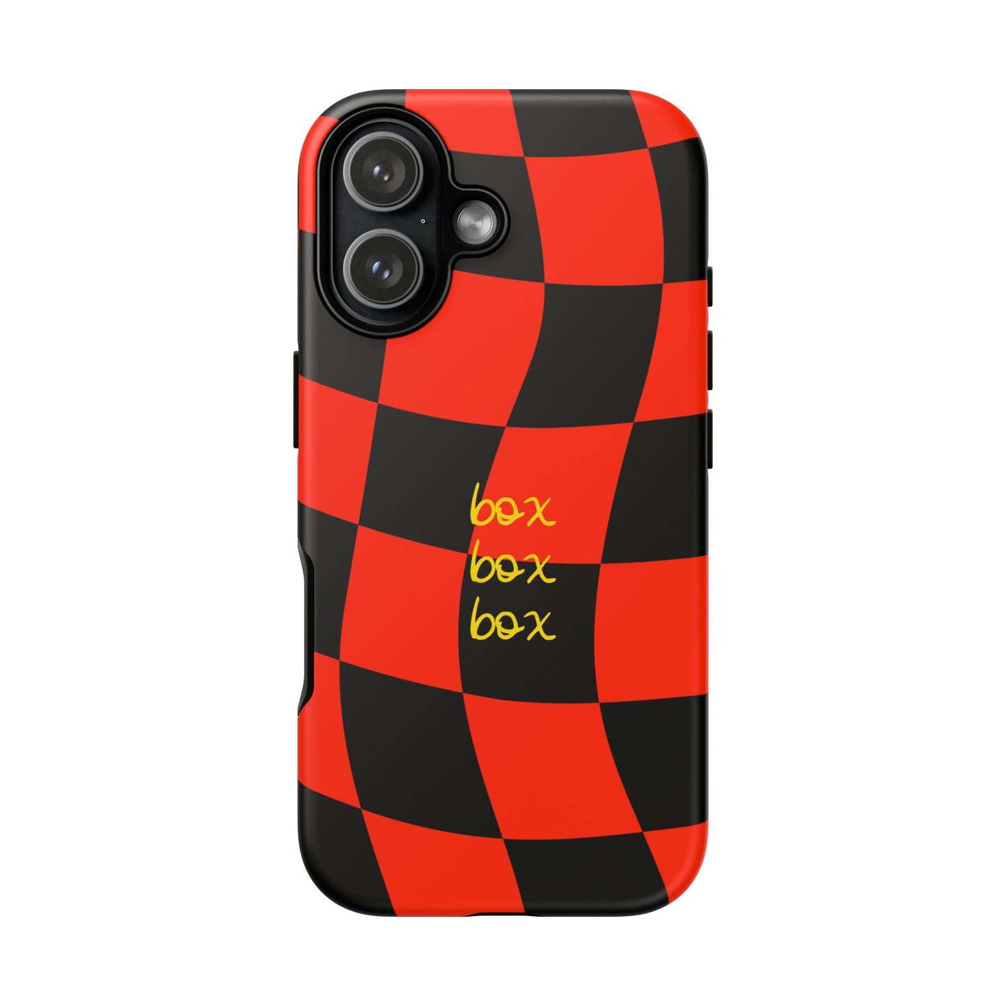 F1 Ferrari Black and Red Checkered Phone Case, Box Box Box F1 Phone Case