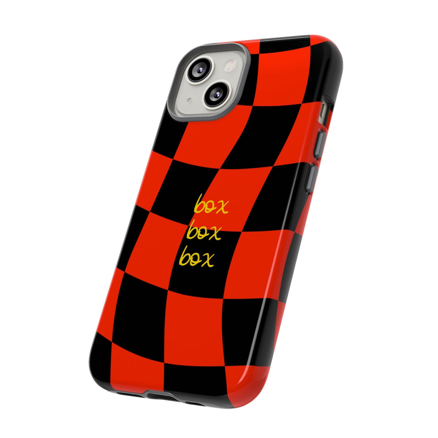 F1 Ferrari Black and Red Checkered Phone Case, Box Box Box F1 Phone Case
