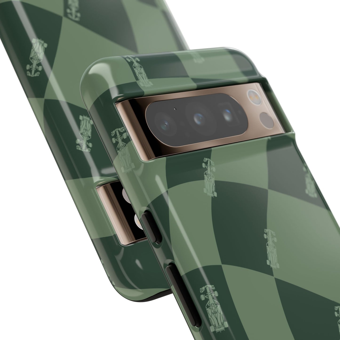 F1 Phone Case Green Checkerboard Design, Trendy F1 Gift, Formula 1 Gift, Cute F1 Phone Case, Unique Formula One Phone Case