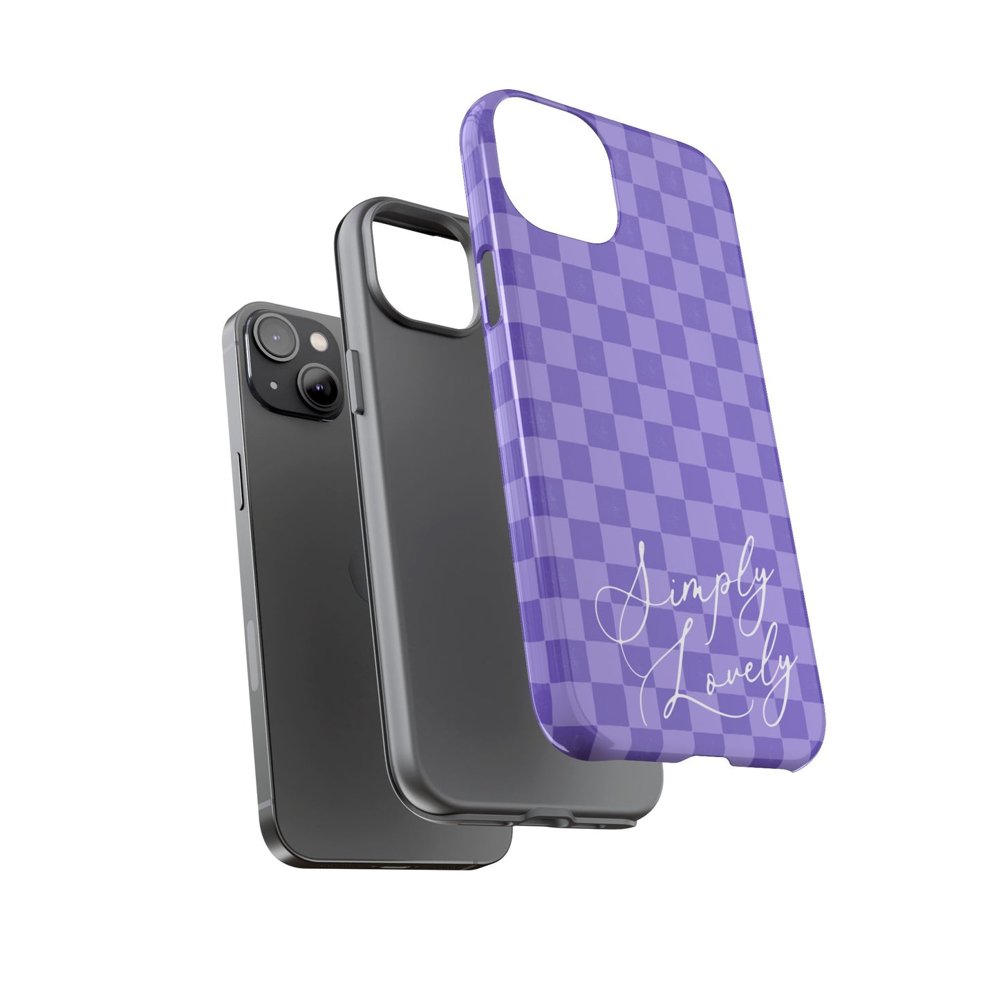 Simply Lovely Purple Checkered F1 Phone Case Design, Trendy F1 Gift, Formula 1 Gift, Cute F1 Phone Case