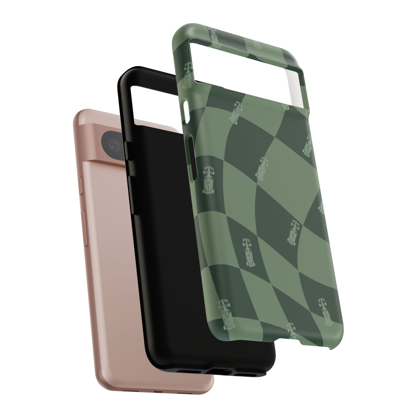 F1 Phone Case Green Checkerboard Design, Trendy F1 Gift, Formula 1 Gift, Cute F1 Phone Case, Unique Formula One Phone Case