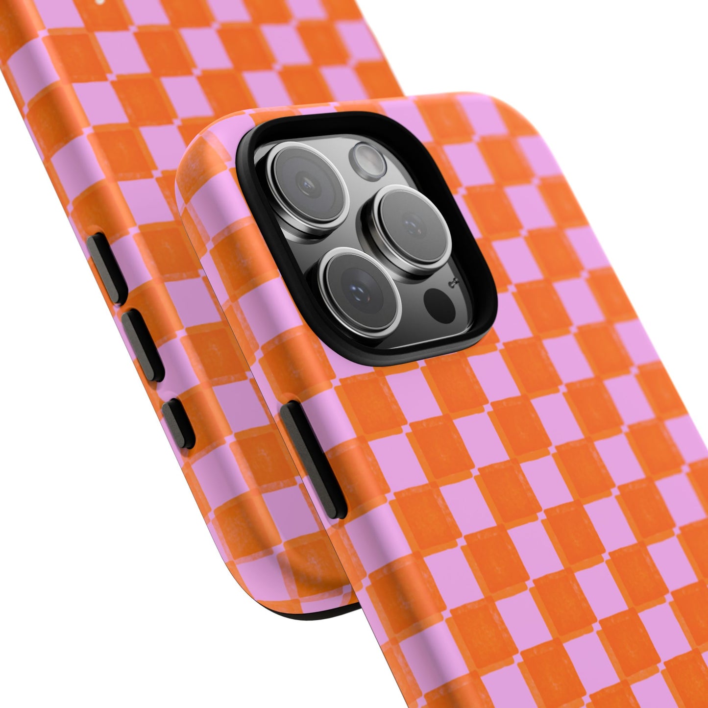 Simply Lovely Orange and Pink Checkered F1 Phone Case Design, Trendy F1 Gift, Formula 1 Gift, Cute F1 Phone Case