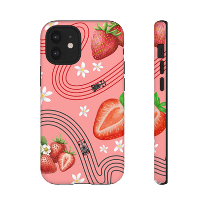Red F1 Audi and Strawberries Phone Case, Trendy F1 Gift, Formula 1 Gift, Cute Fruit F1 Phone Case, Unique Phone Case