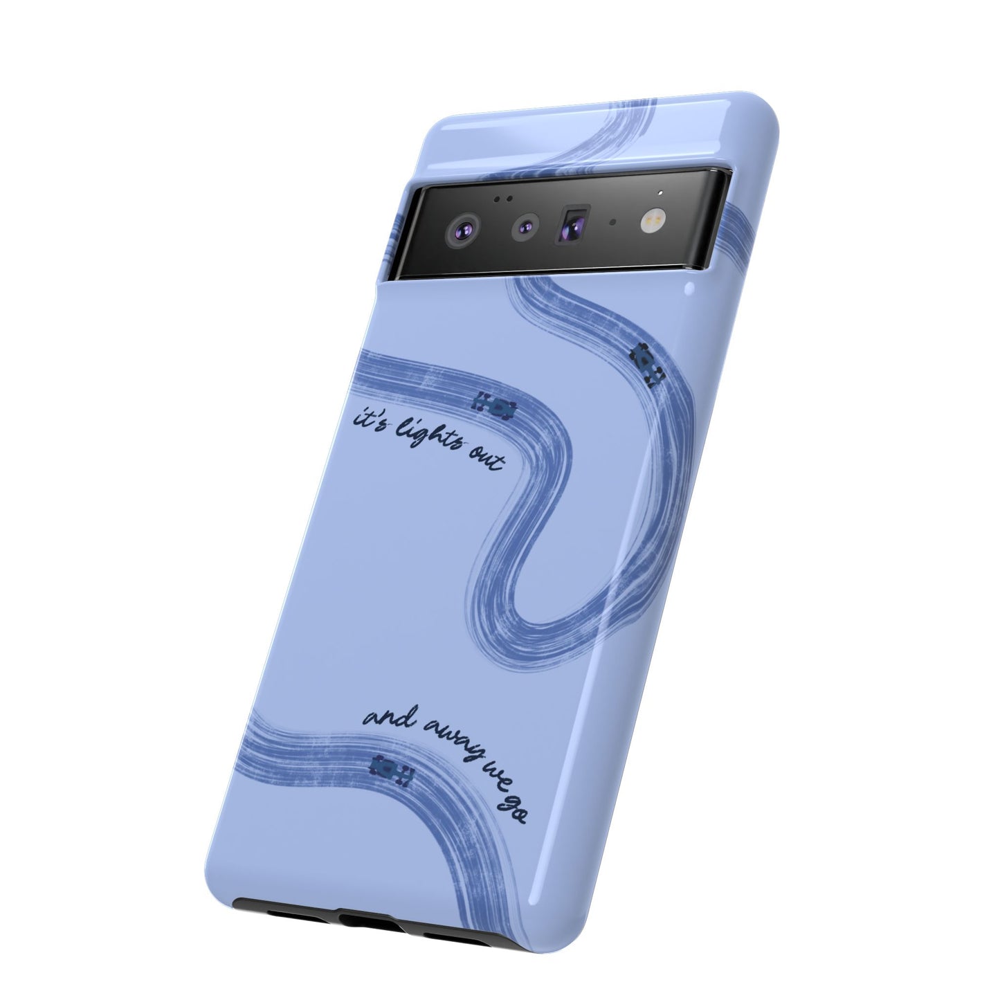 F1 Phone Case Monochrome Blue Painted "its lights out and away we go", Trendy F1 Gift, Formula 1 Gift, Cute F1 Phone Case, Phone Case