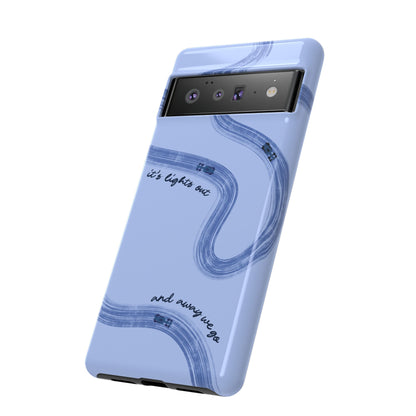 F1 Phone Case Monochrome Blue Painted "its lights out and away we go", Trendy F1 Gift, Formula 1 Gift, Cute F1 Phone Case, Phone Case