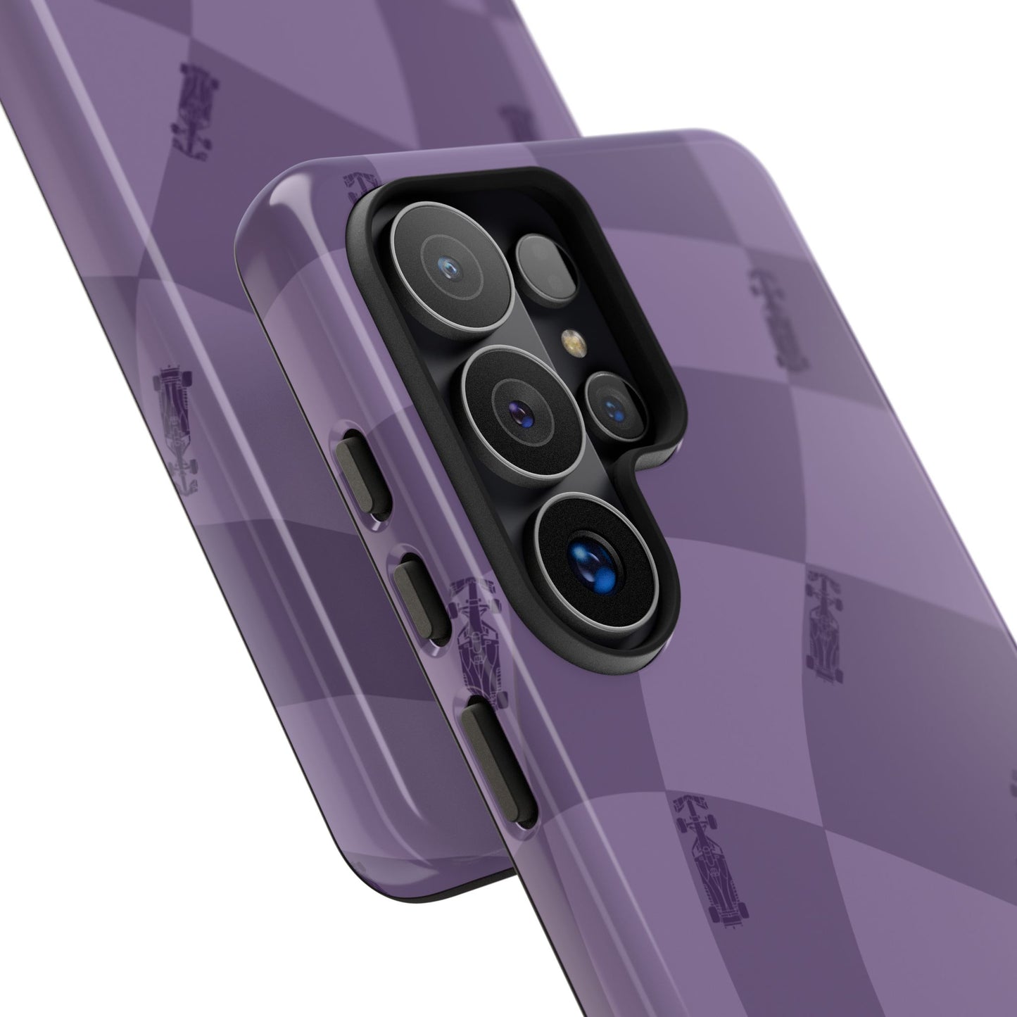 F1 Phone Case Purple Checkered Design, Trendy F1 Gift, Formula 1 Gift, Cute F1 Phone Case, Unique Formula One Phone Case
