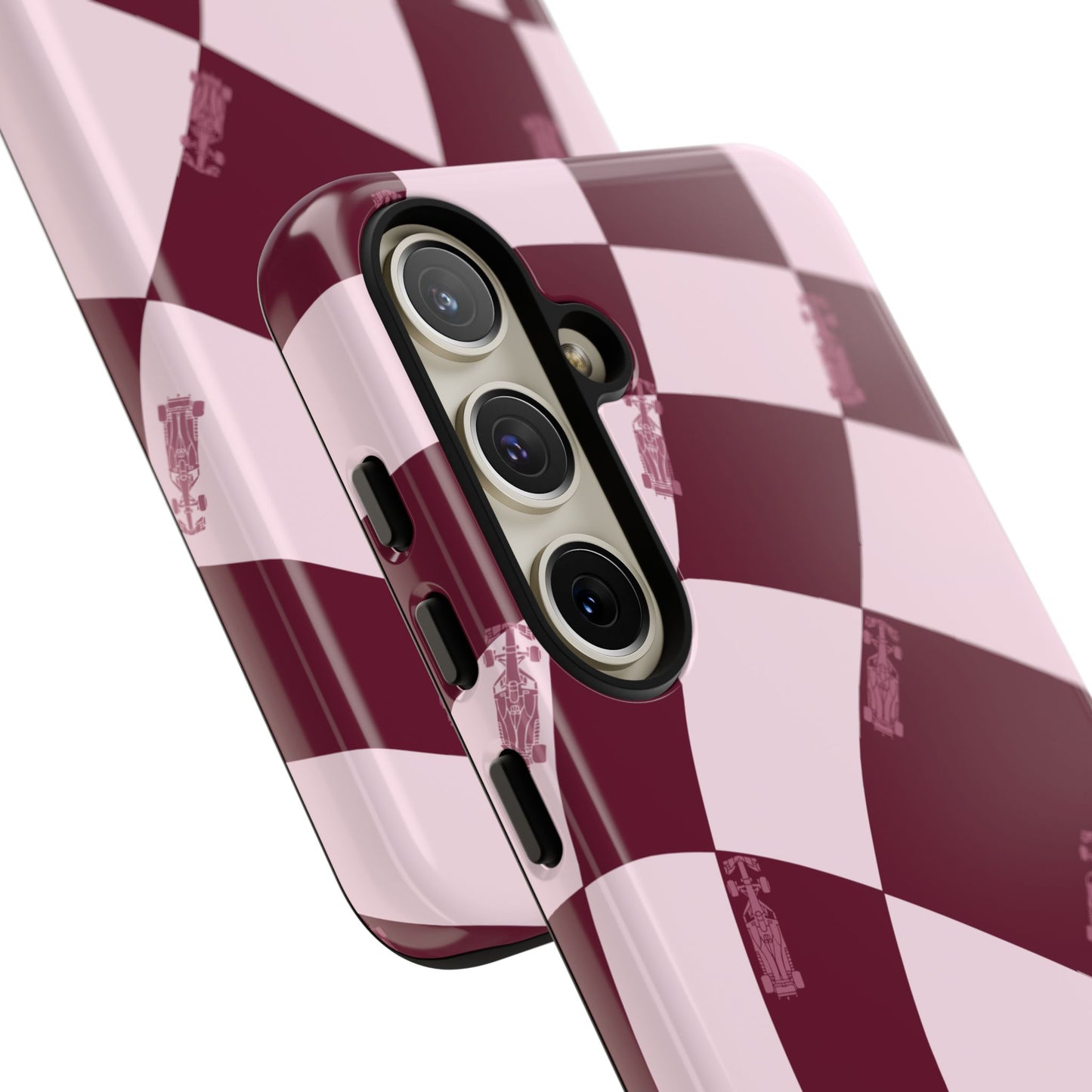 F1 Phone Case Pink Checkered Design, Trendy F1 Gift, Formula 1 Gift, Cute F1 Phone Case, Unique Formula One Phone Case