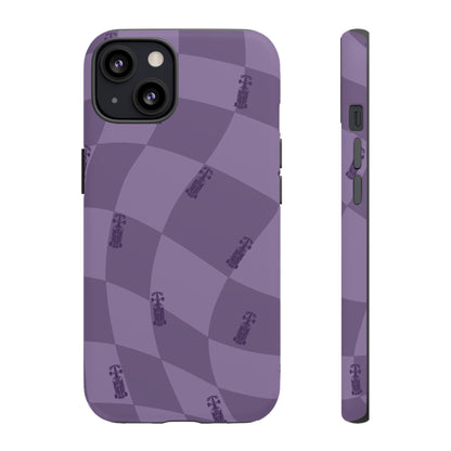 F1 Phone Case Purple Checkered Design, Trendy F1 Gift, Formula 1 Gift, Cute F1 Phone Case, Unique Formula One Phone Case