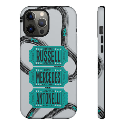 Mercedes F1 Phone Case Painted Ticket Stubs, Trendy F1 Gift, Formula 1 Gift, Cute F1 Phone Case