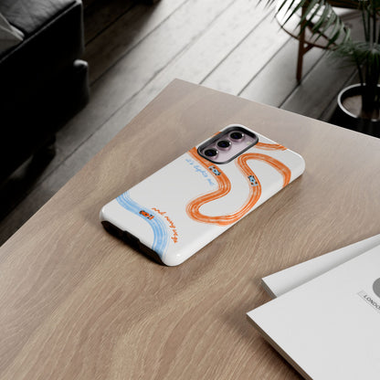McLaren F1 Phone Case Orange and Blue Painted "its lights out and away we go", Trendy F1 Gift, Formula 1 Gift, Cute F1 Phone Case