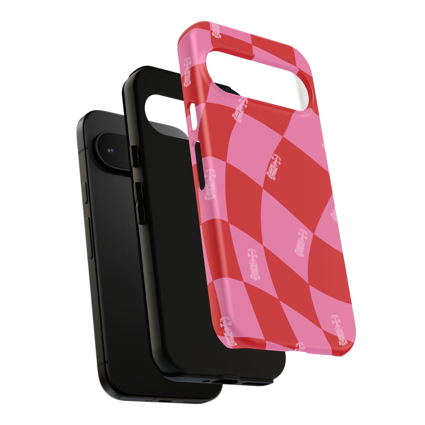 F1 Phone Case Pink and Red Checkerboard Design, Trendy F1 Gift, Girly Formula 1 Gift, Cute F1 Phone Case, Unique Formula One Phone Case