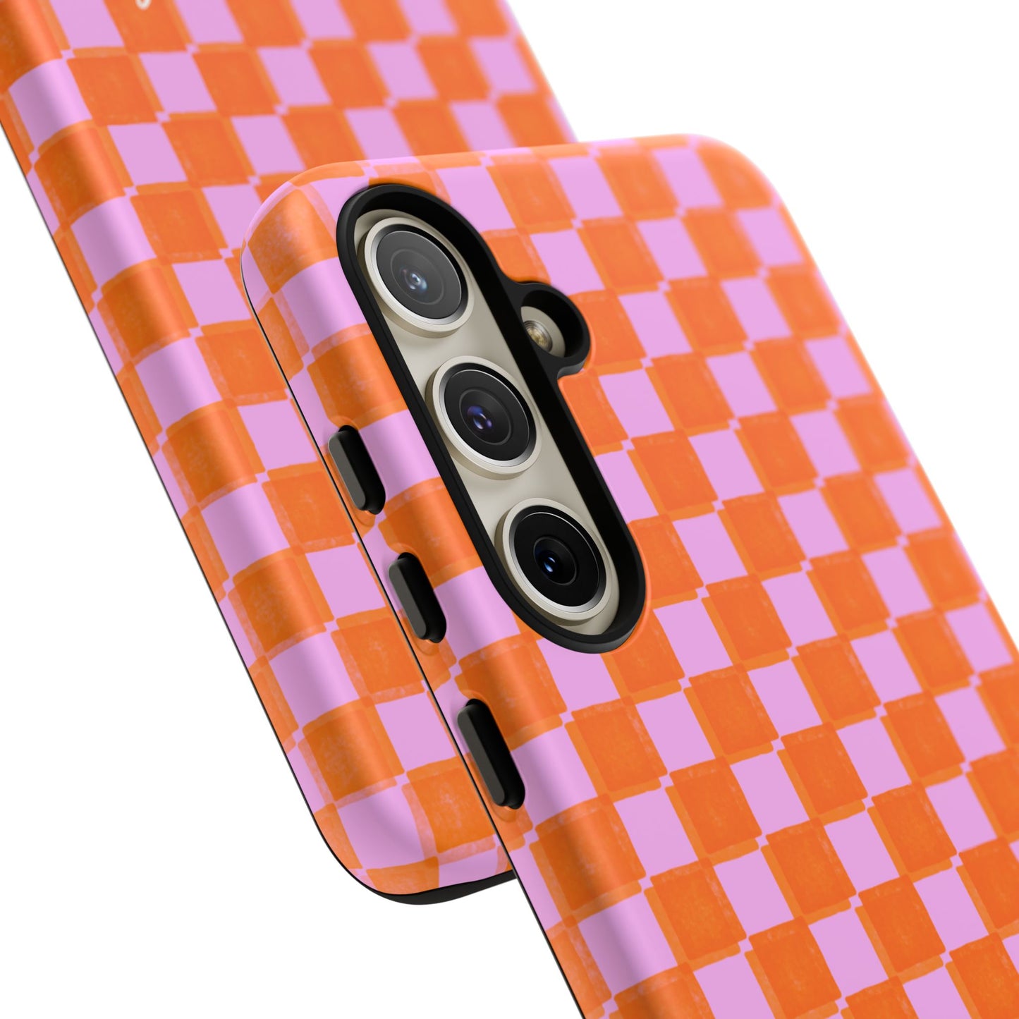 Simply Lovely Orange and Pink Checkered F1 Phone Case Design, Trendy F1 Gift, Formula 1 Gift, Cute F1 Phone Case
