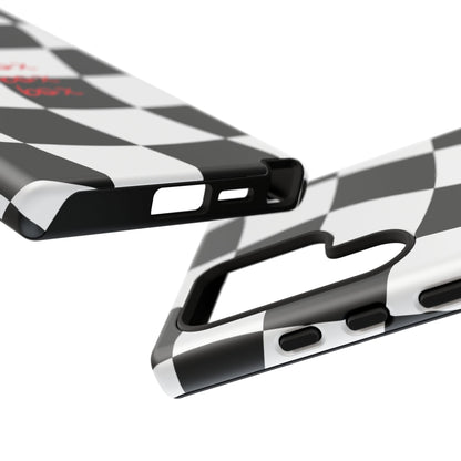 Black and Red Checkered F1 Phone Case, Box Box Box F1 Phone Case
